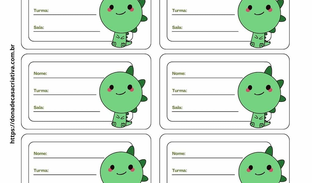 Etiquetas escolares para imprimir Etiqueta escolar dinossauro