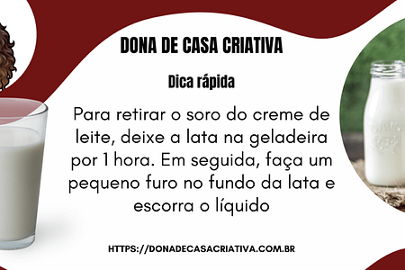 Como tirar o soro do creme de leite COMO TIRAR O SORO DO CREME DE LEITE