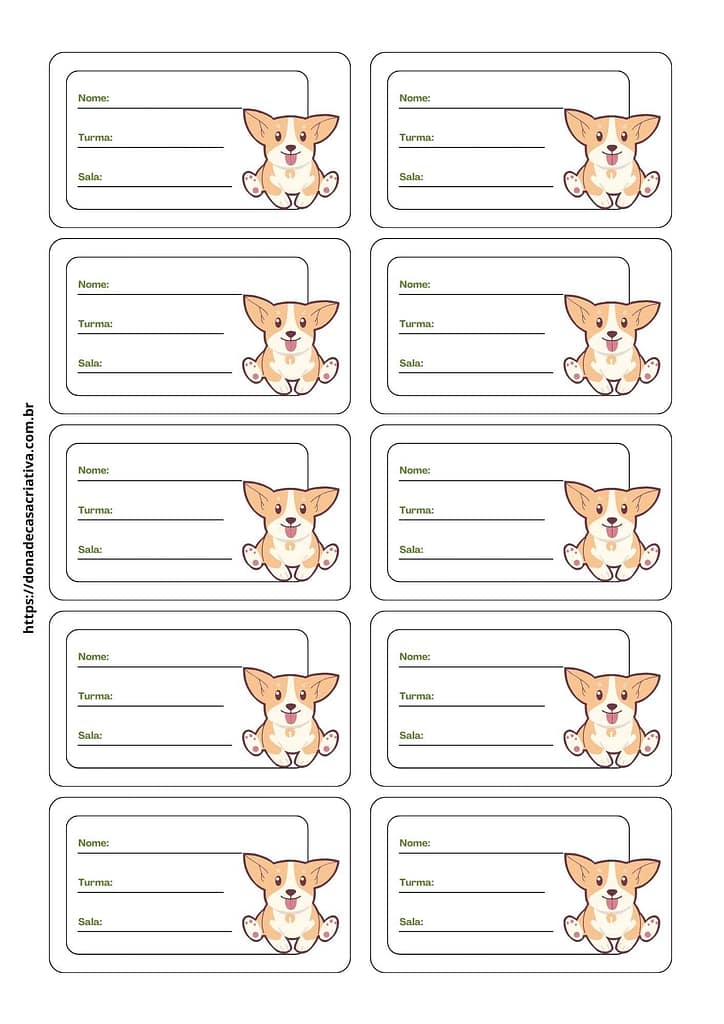 Etiquetas escolares para imprimir Etiqueta escolar cachorro