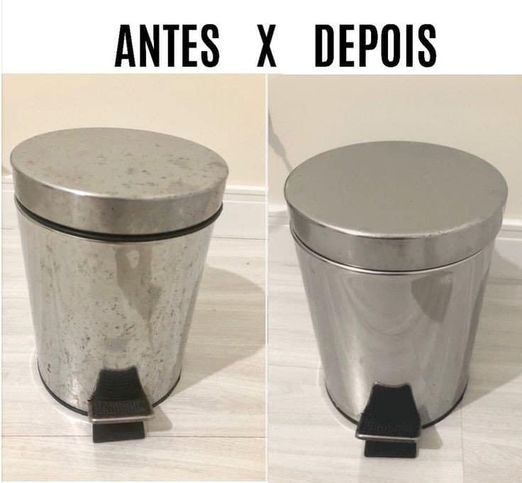 Aprenda como limpar sua lixeira de inox usando Bombril e pasta de dente limpar sua lixeira de inox
